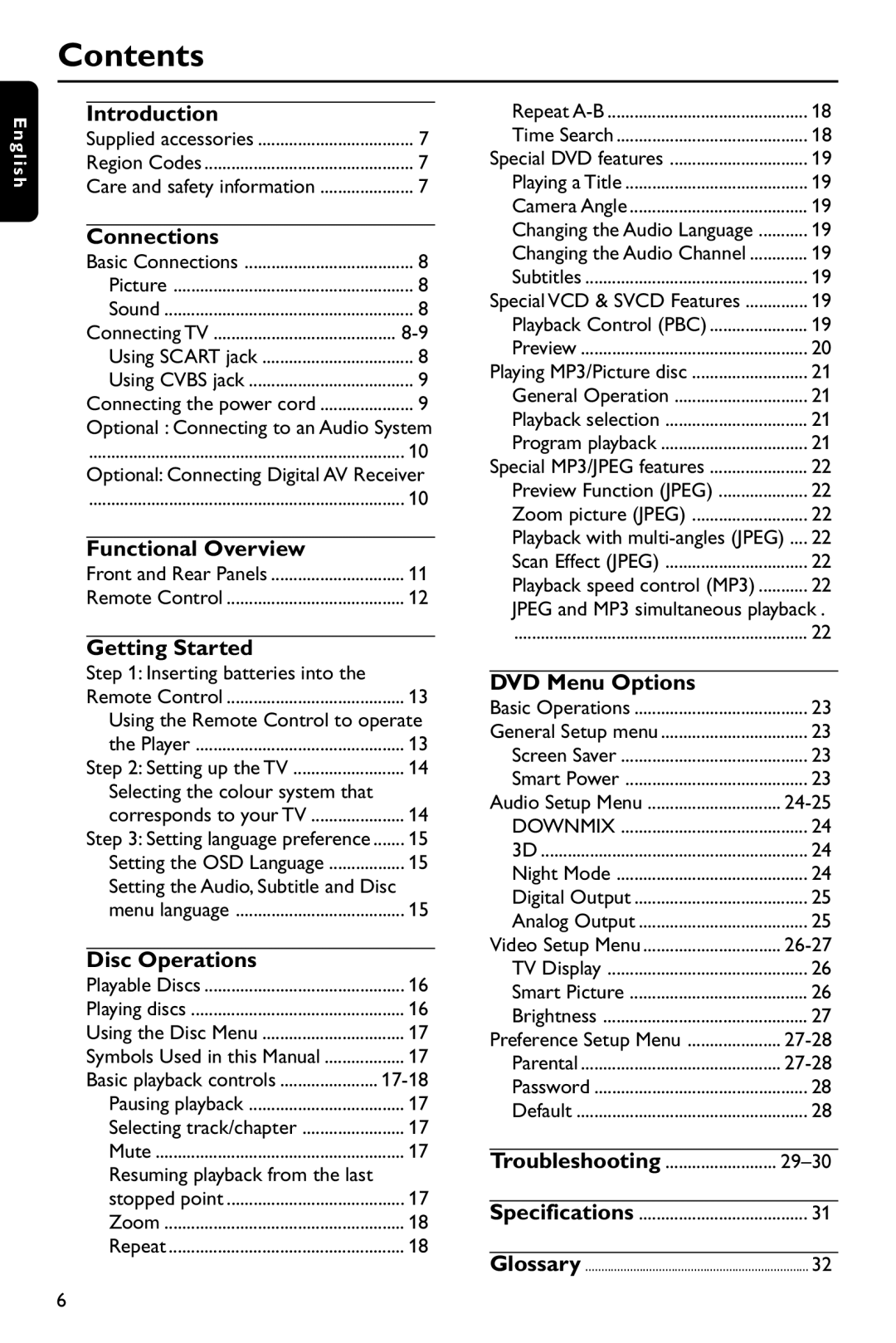 Philips DVD737 manual Contents 