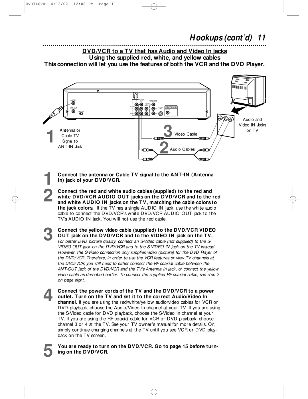 Philips DVD740VR owner manual On TV 