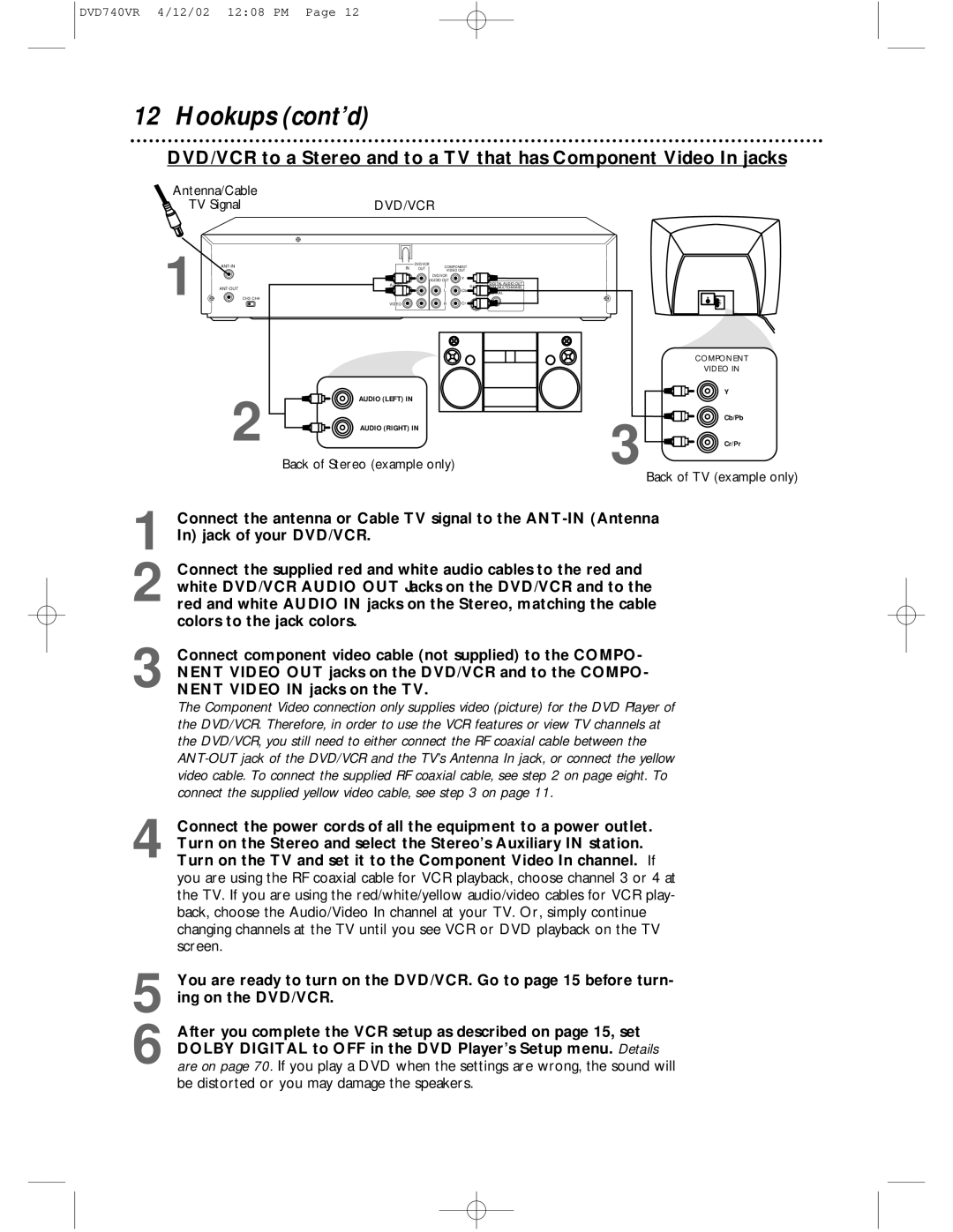 Philips DVD740VR owner manual Dvd/Vcr 