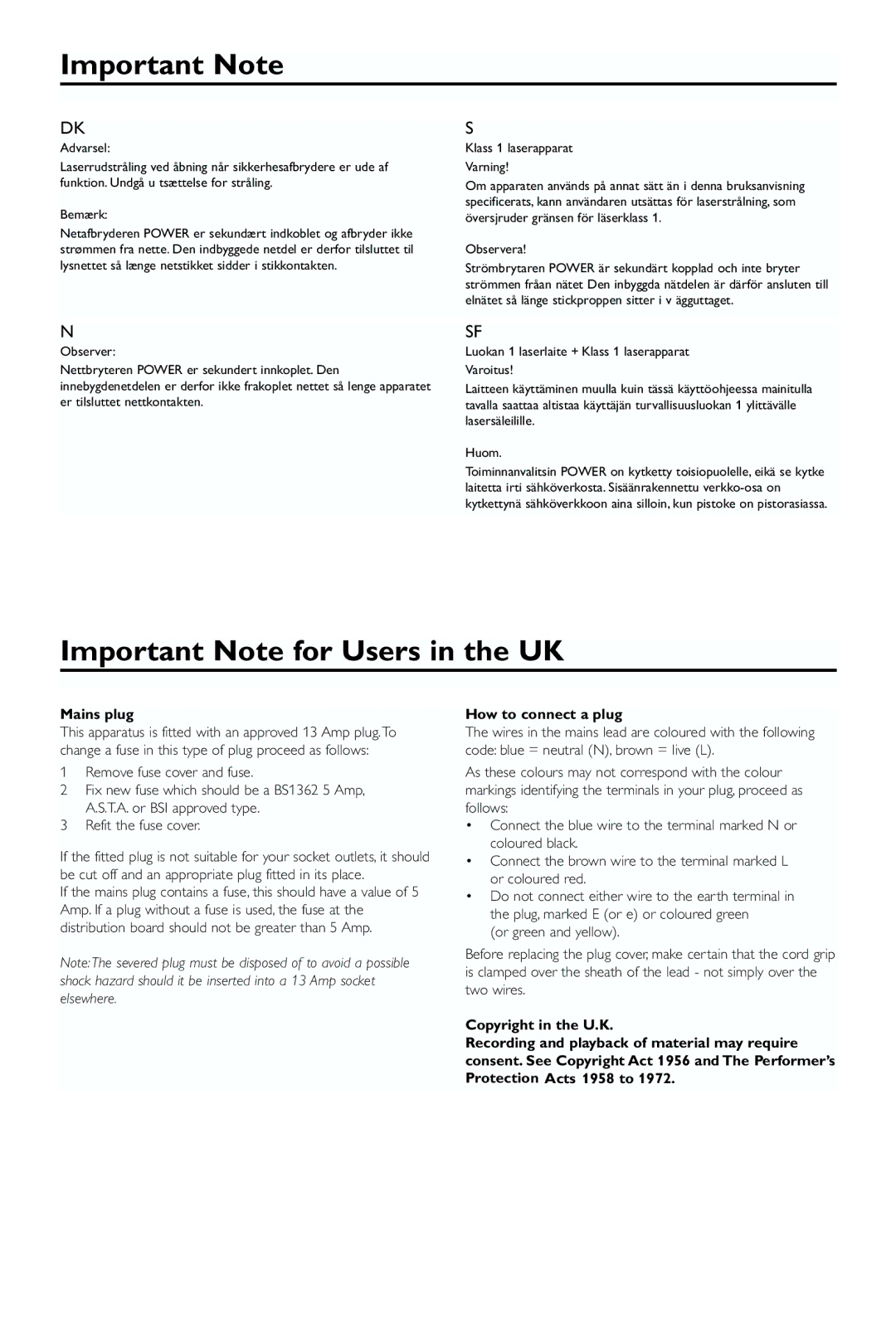 Philips DVD743/001 manual Important Note 