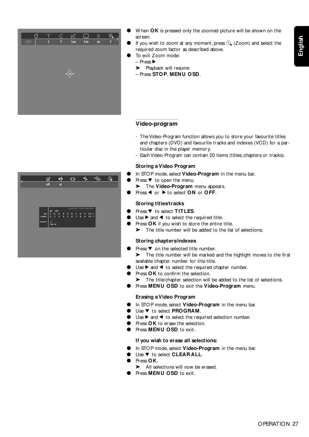 Philips DVD750/05 manual Video-program 