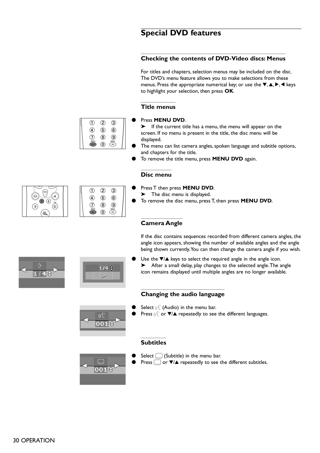 Philips DVD751 manual Special DVD features 