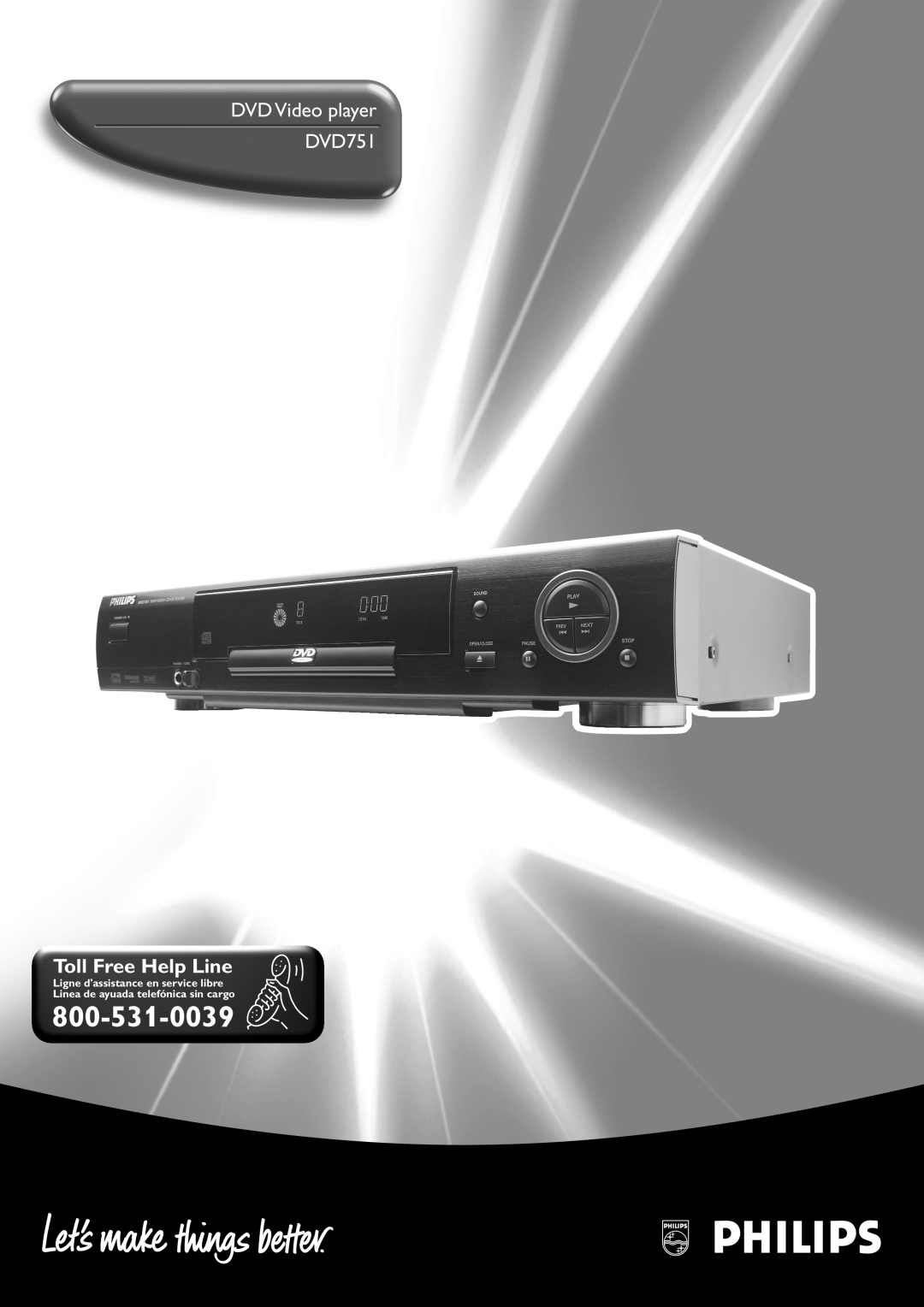 Philips manual DVD Video player DVD751, Toll Free Help Line, Ligne dassistance en service libre 