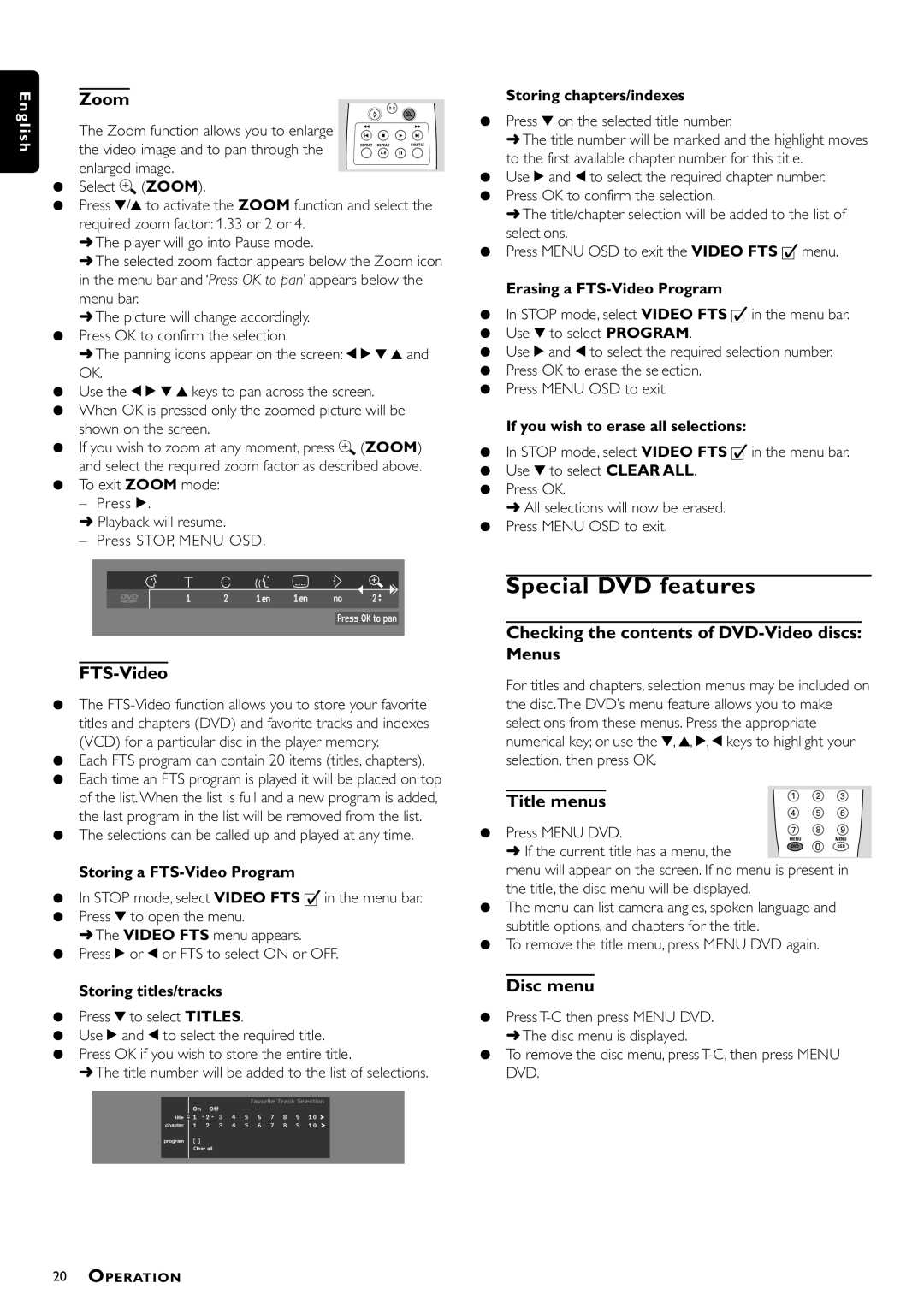 Philips DVD756, VD756/G52 manual Special DVD features 