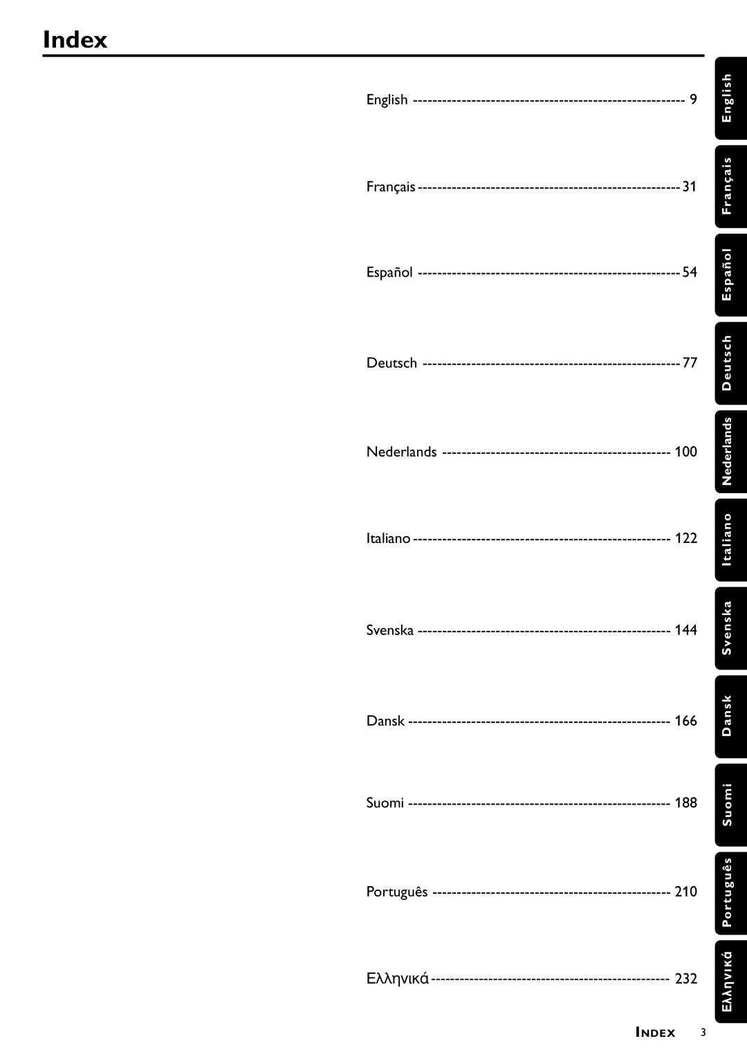 Philips DVD756/052 manual Index, English Français 