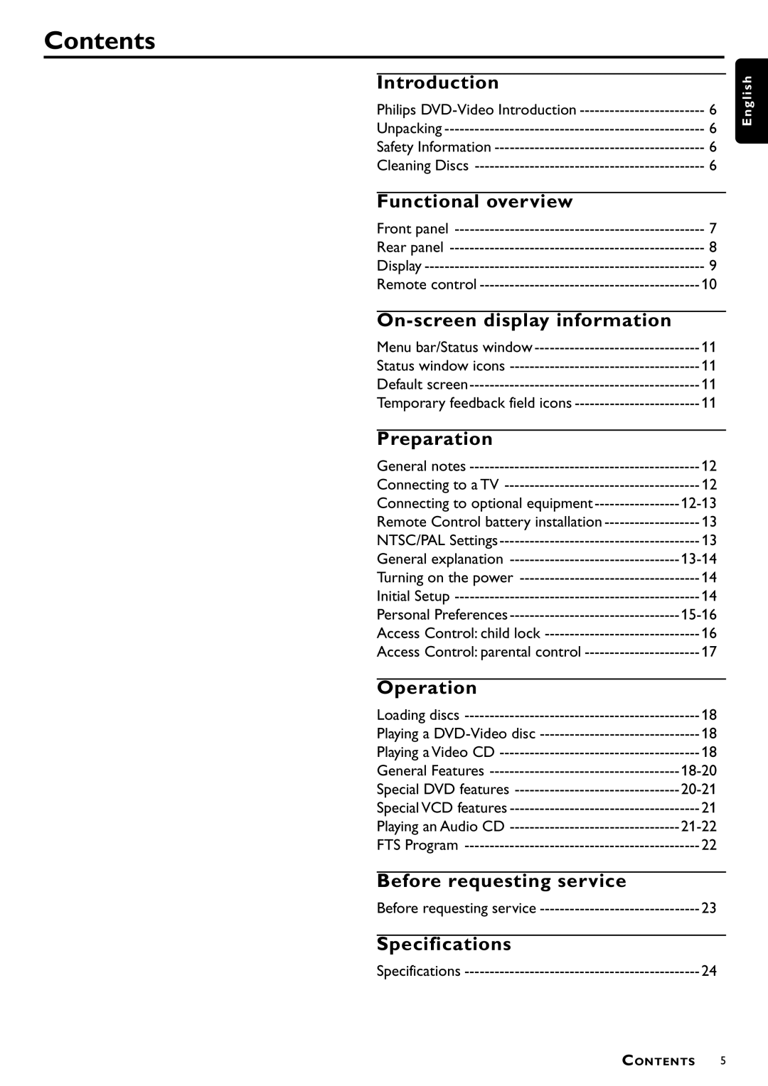 Philips DVD756/052 manual Contents 