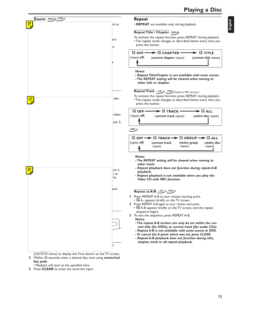 Philips DVD757VR/02 manual Repeat, Title / Chapter Search, OFF Chapter Title, OFF Track ALL, OFF Track Group ALL 