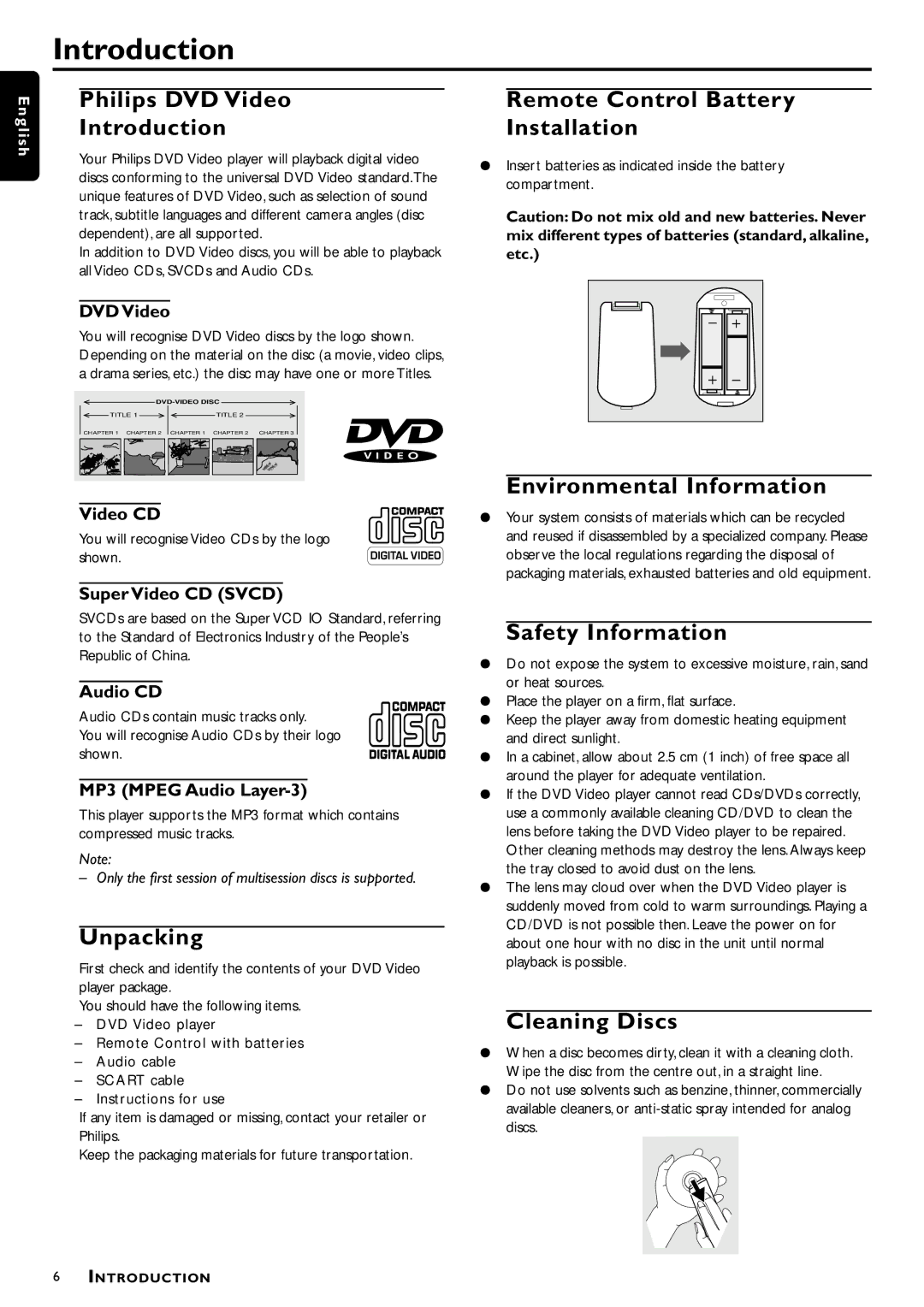 Philips DVD762/021 manual Introduction 