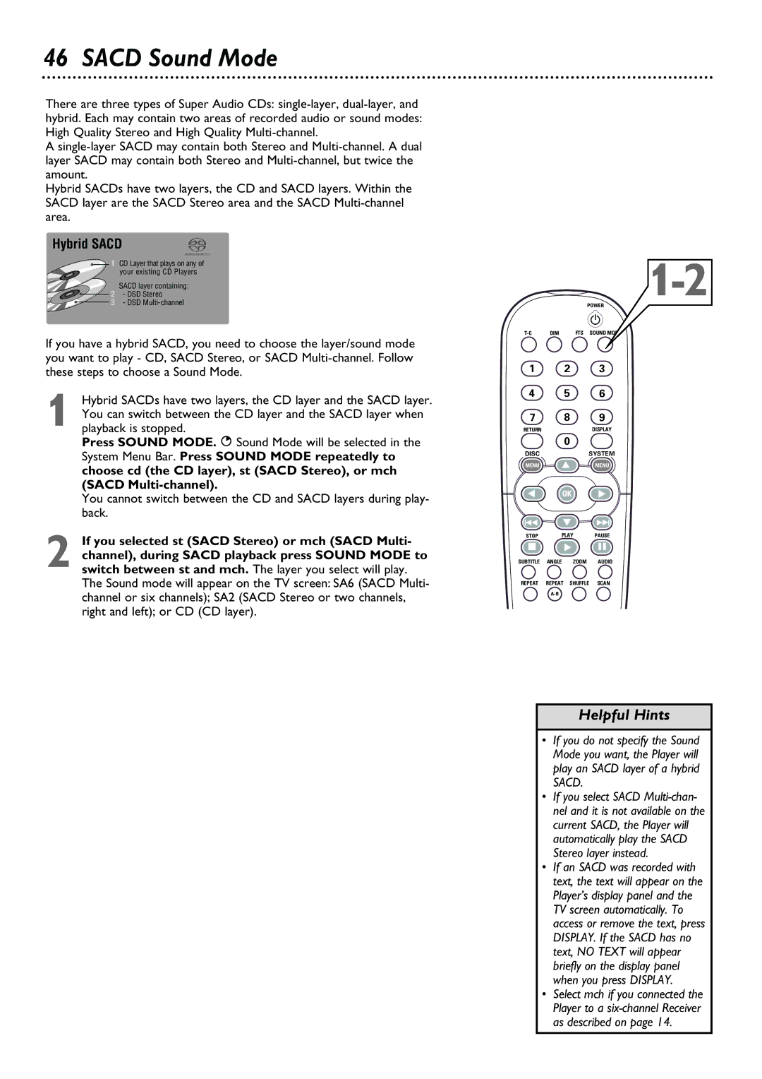 Philips DVD763SA owner manual Sacd Sound Mode, Hybrid Sacd 