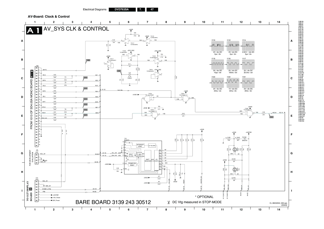 Philips DVD763SA/051, DVD763SA/001, DVD763SA/021 manual AV-Board Clock & Control 