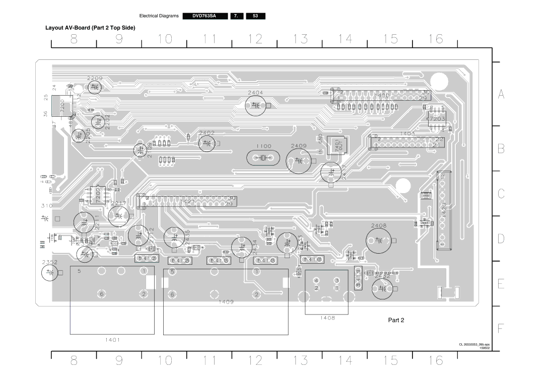 Philips DVD763SA/051, DVD763SA/001, DVD763SA/021 manual Layout AV-Board Part 2 Top Side 