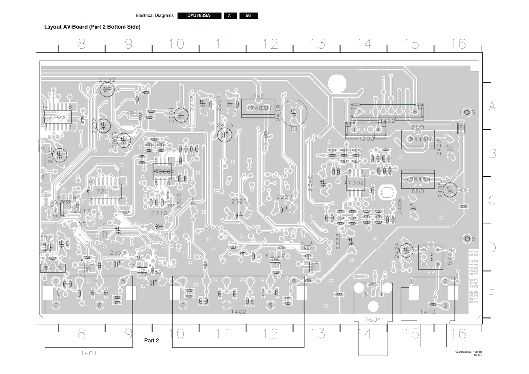 Philips DVD763SA/051, DVD763SA/001, DVD763SA/021 manual Layout AV-Board Part 2 Bottom Side, CL 2653205310b.eps 