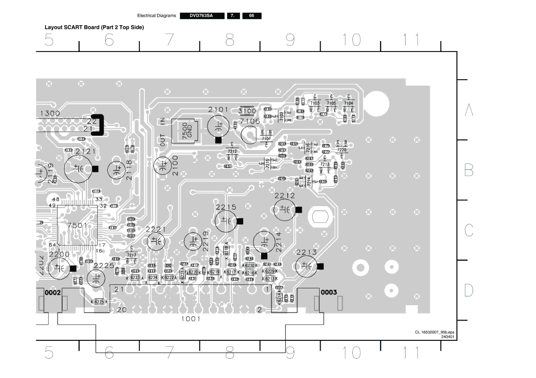 Philips DVD763SA/001, DVD763SA/021, DVD763SA/051 manual Layout Scart Board Part 2 Top Side 