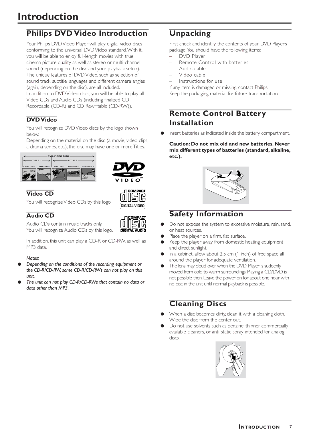 Philips DVD783C owner manual Introduction 