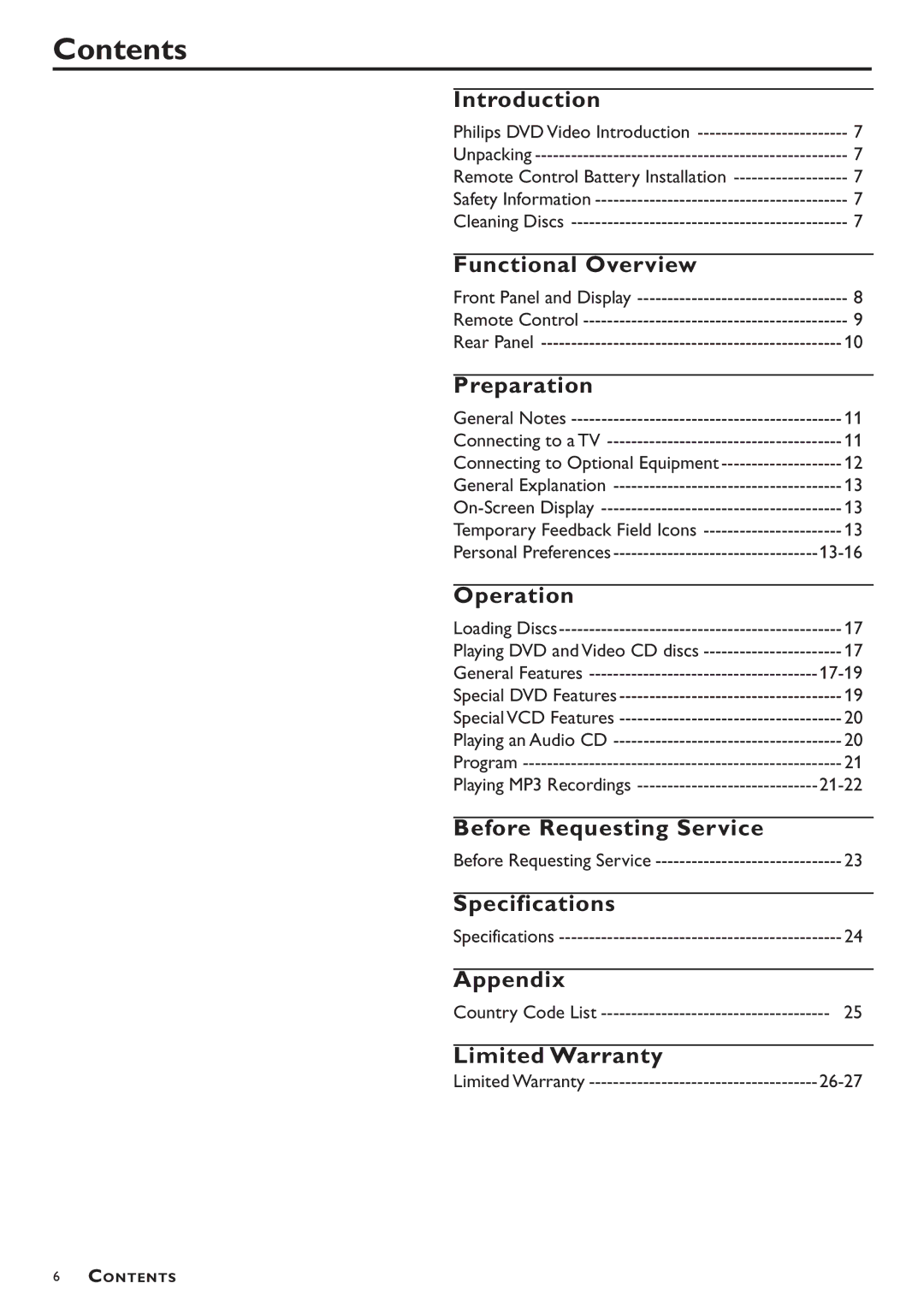 Philips DVD793C owner manual Contents 