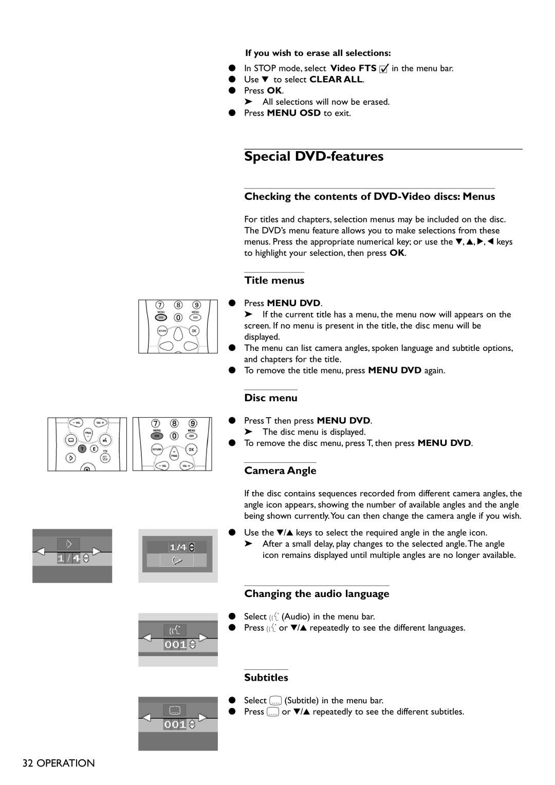 Philips DVD865 manual Special DVD-features 