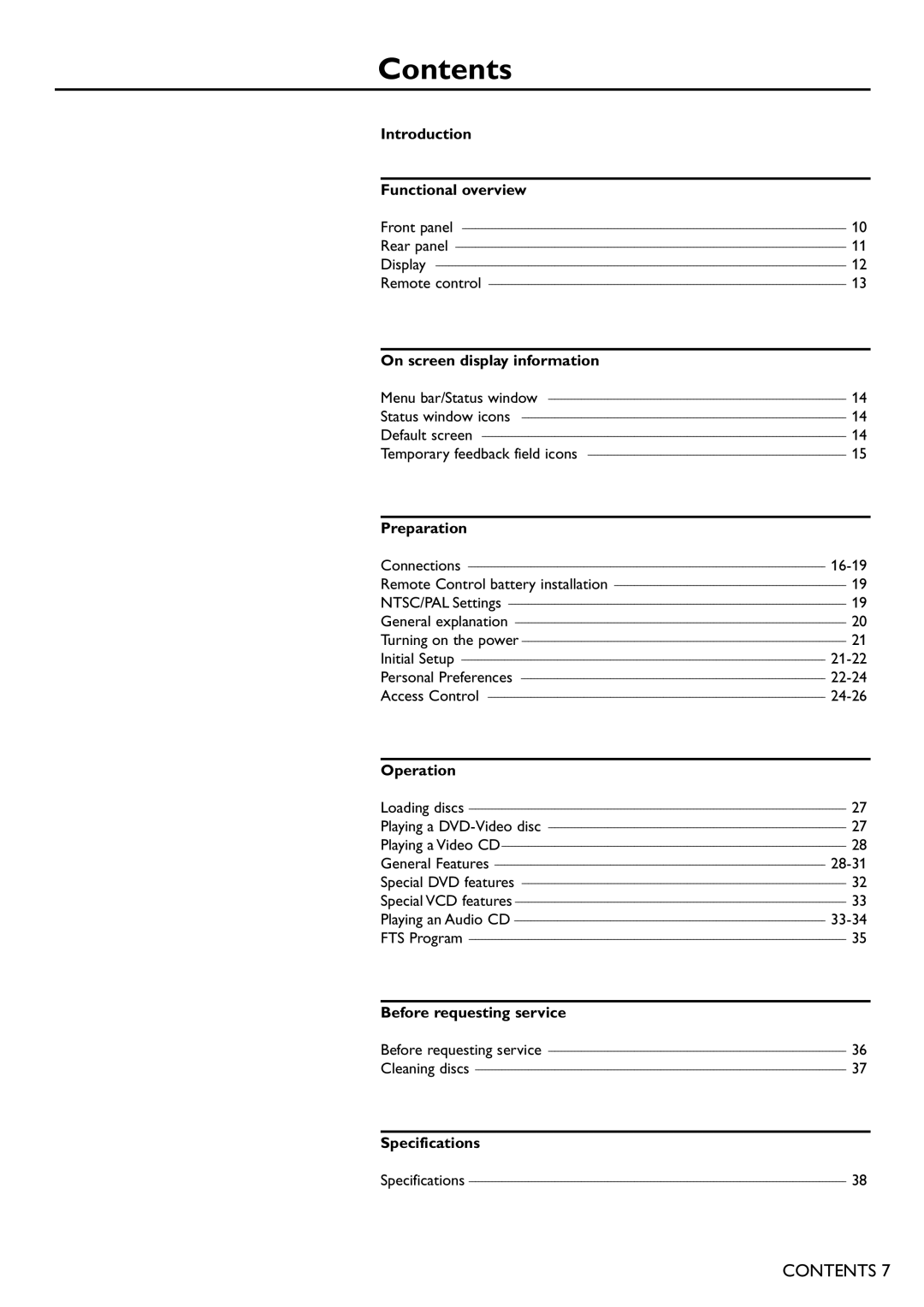 Philips DVD865 manual Contents 