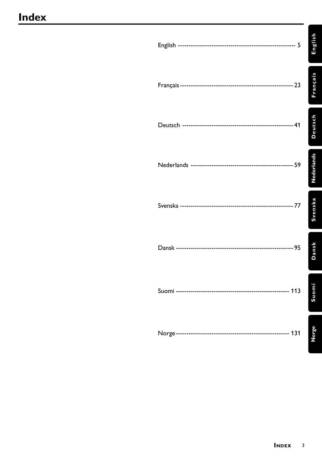 Philips DVD870L, DVD870P owner manual Index 