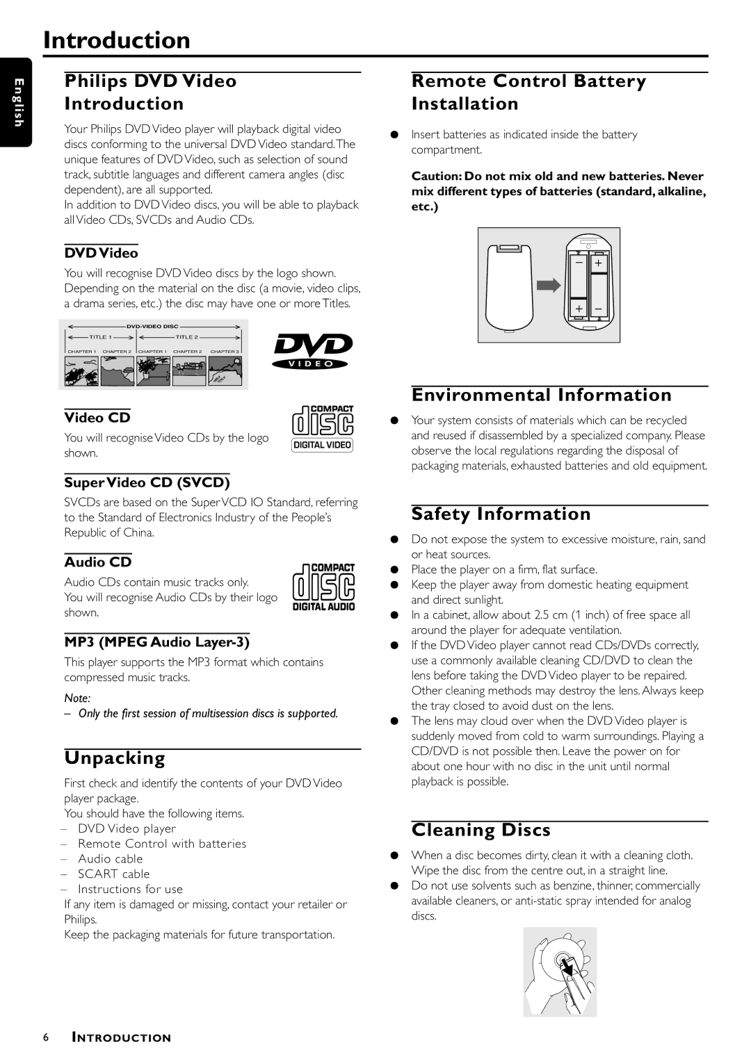 Philips DVD870L, DVD870P owner manual Introduction 