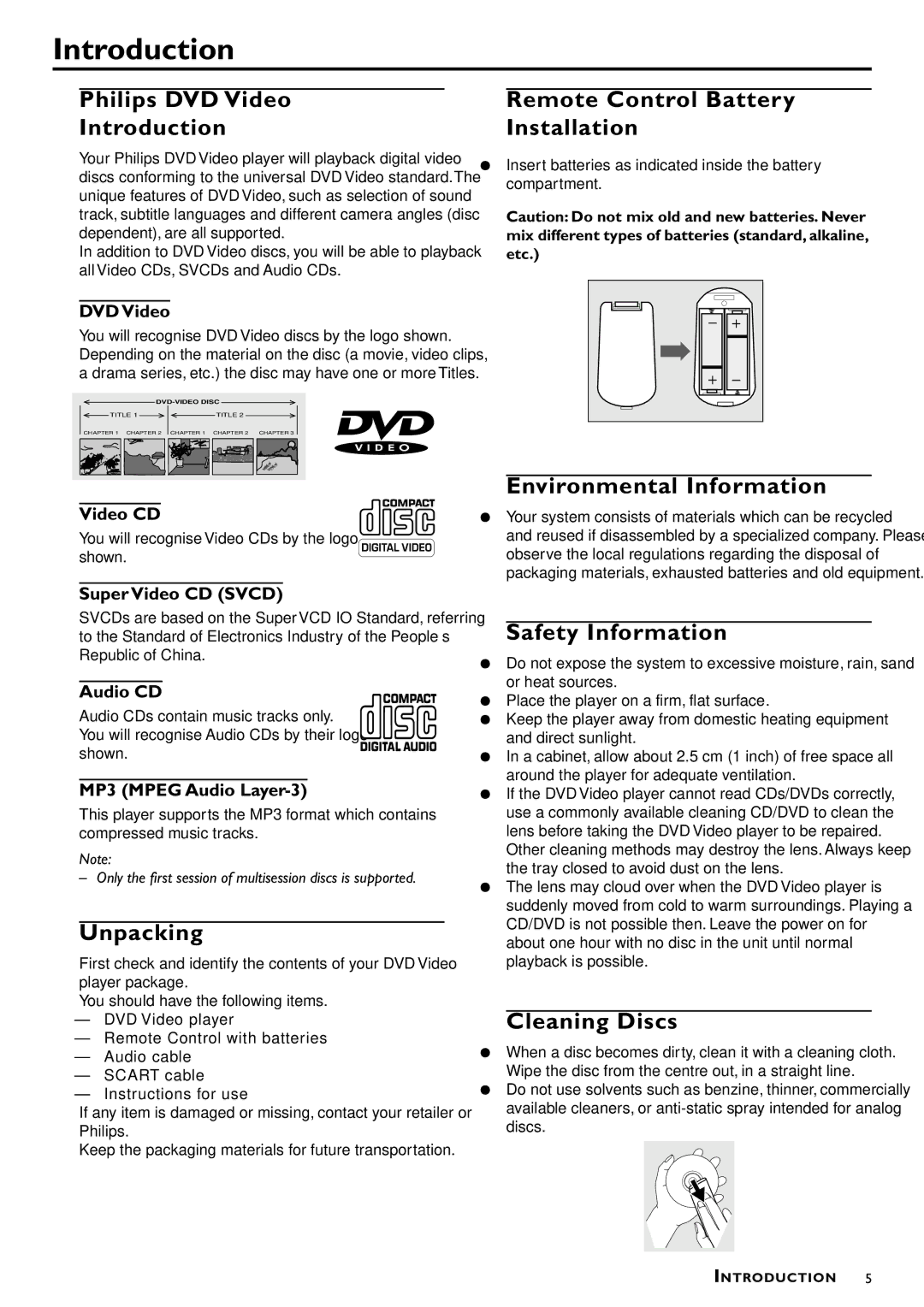 Philips DVD870P/051 owner manual Introduction 