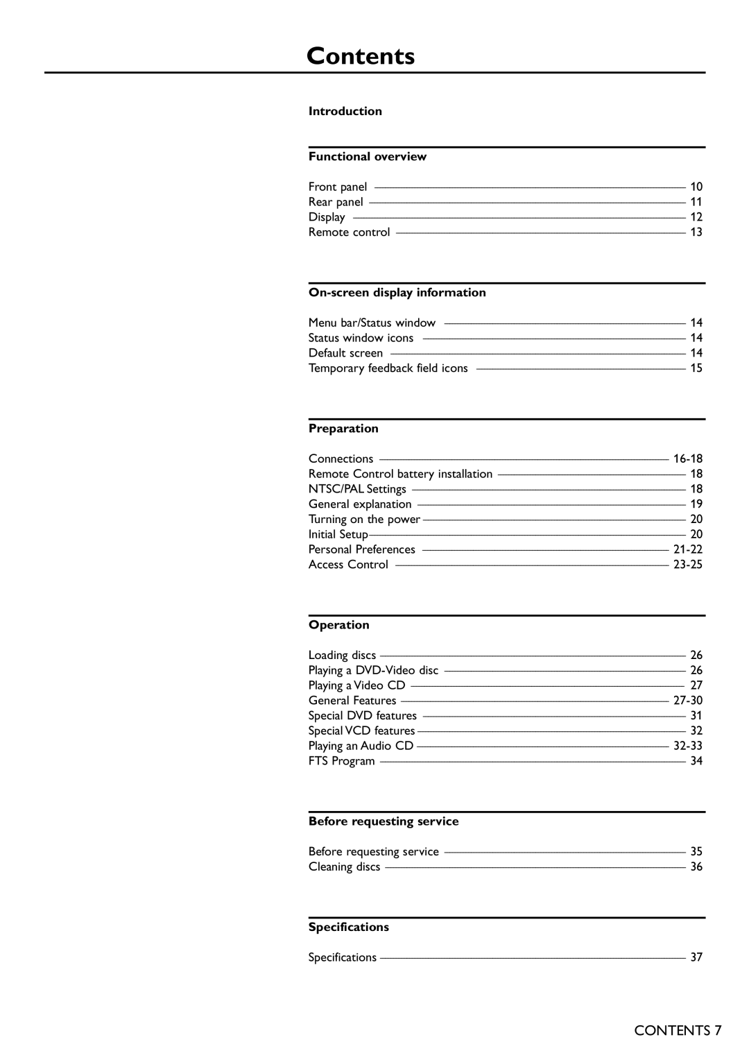 Philips DVD940 manual Contents 