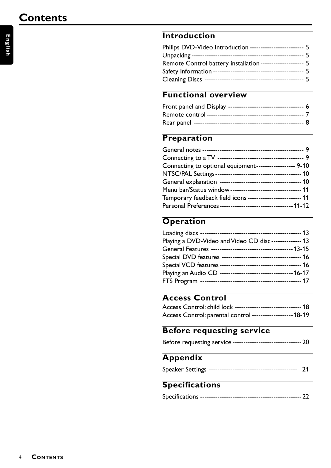 Philips DVD951/691 manual Contents 