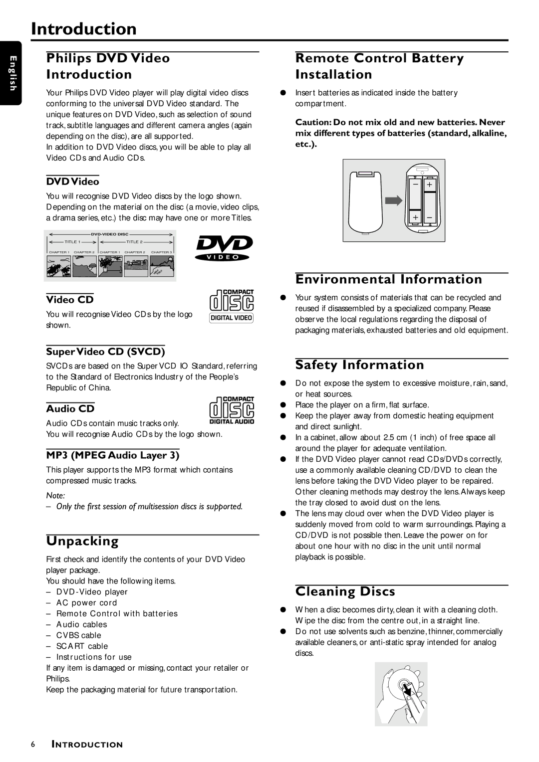 Philips DVD952/021 owner manual Introduction 