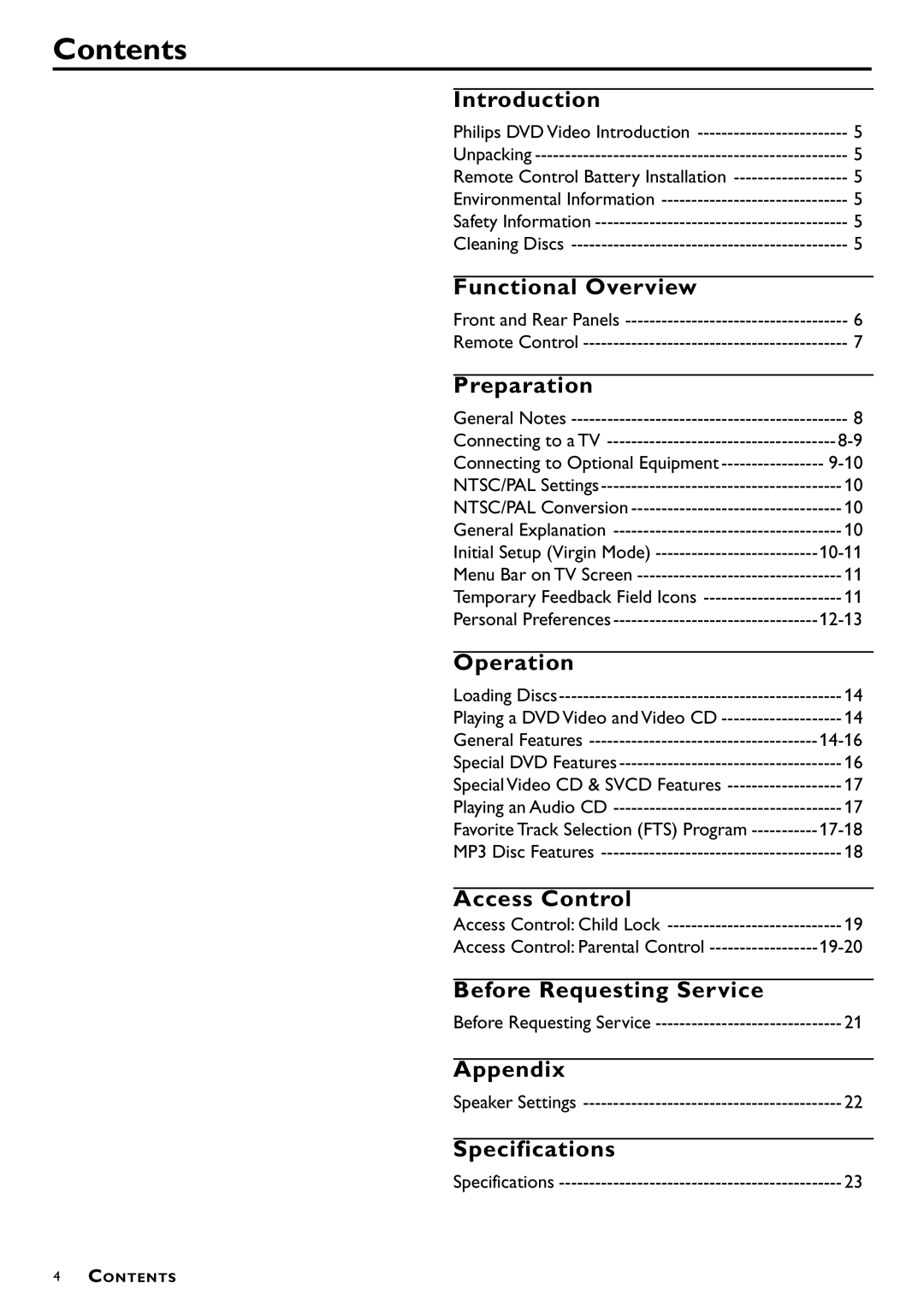 Philips DVD952/051 owner manual Contents 