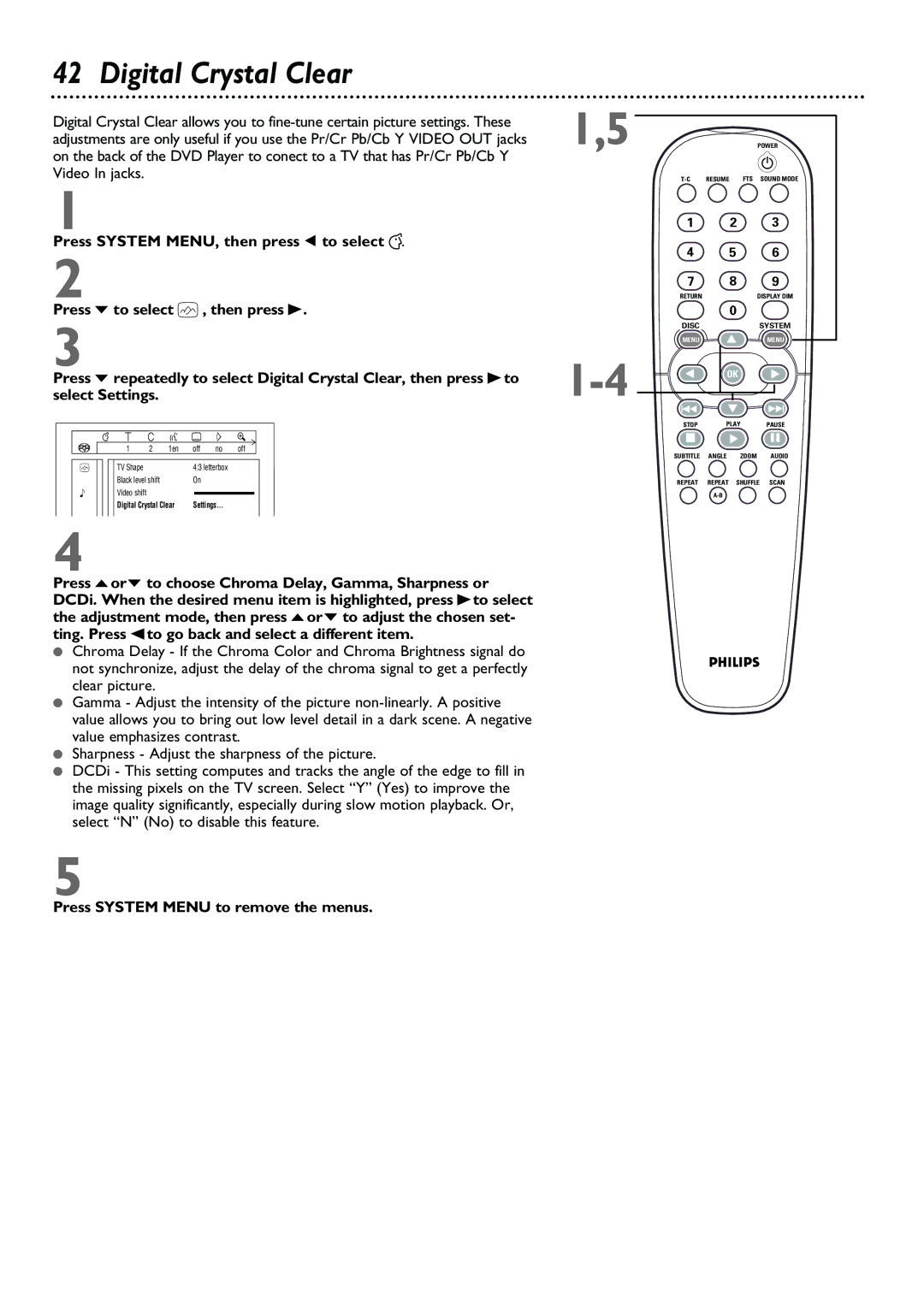 Philips DVD962SA owner manual Digital Crystal Clear 