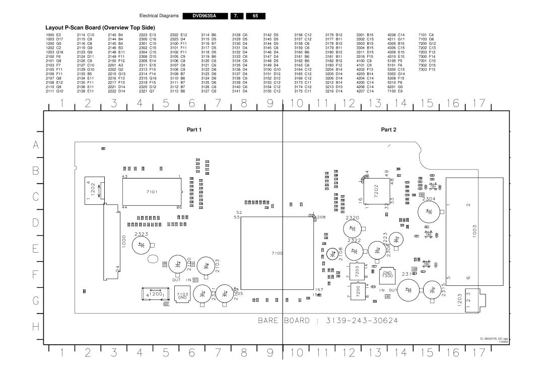 Philips DVD963SA manual Layout P-Scan Board Overview Top Side, Part 