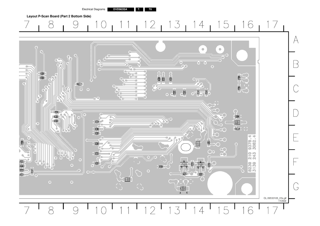 Philips DVD963SA manual Layout P-Scan Board Part 2 Bottom Side 