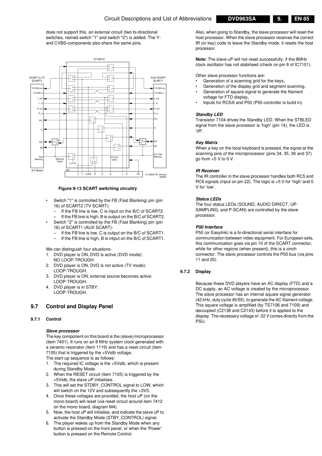 Philips DVD963SA manual Control and Display Panel 