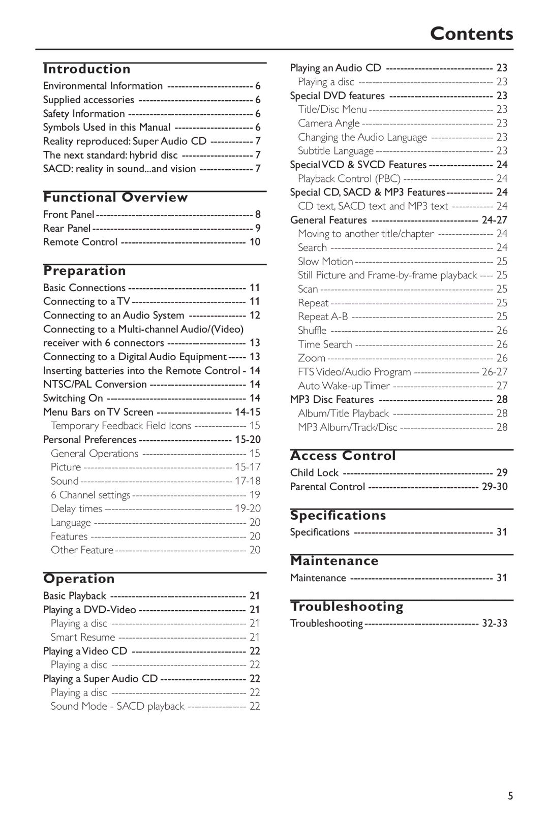 Philips DVD963SA98 owner manual Contents 