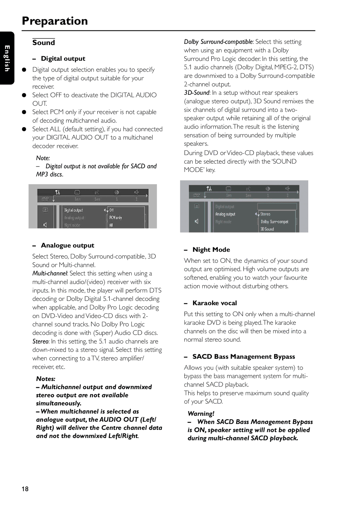 Philips DVD963SA/P01 manual Sound 