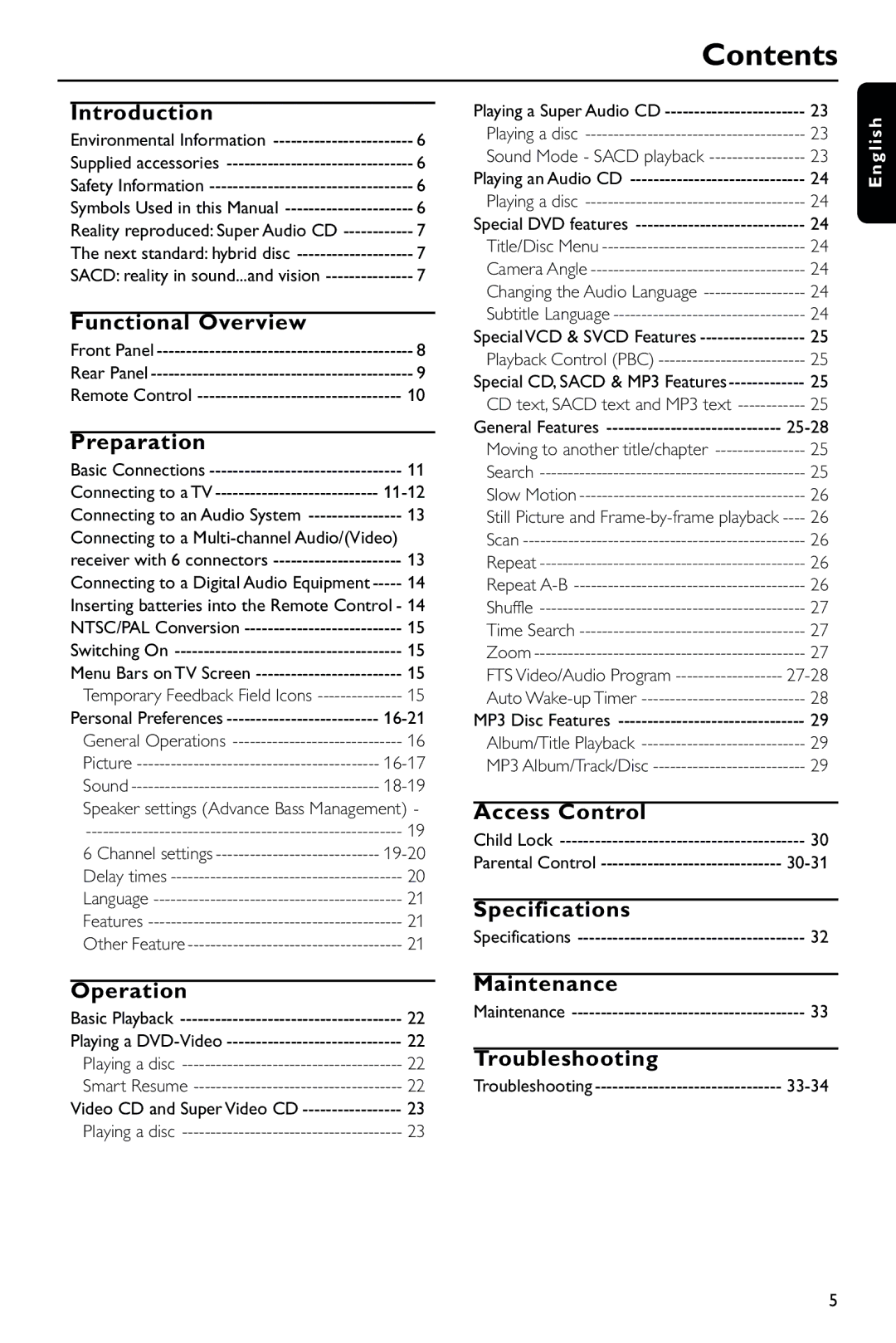 Philips DVD963SA/P01 manual Contents 