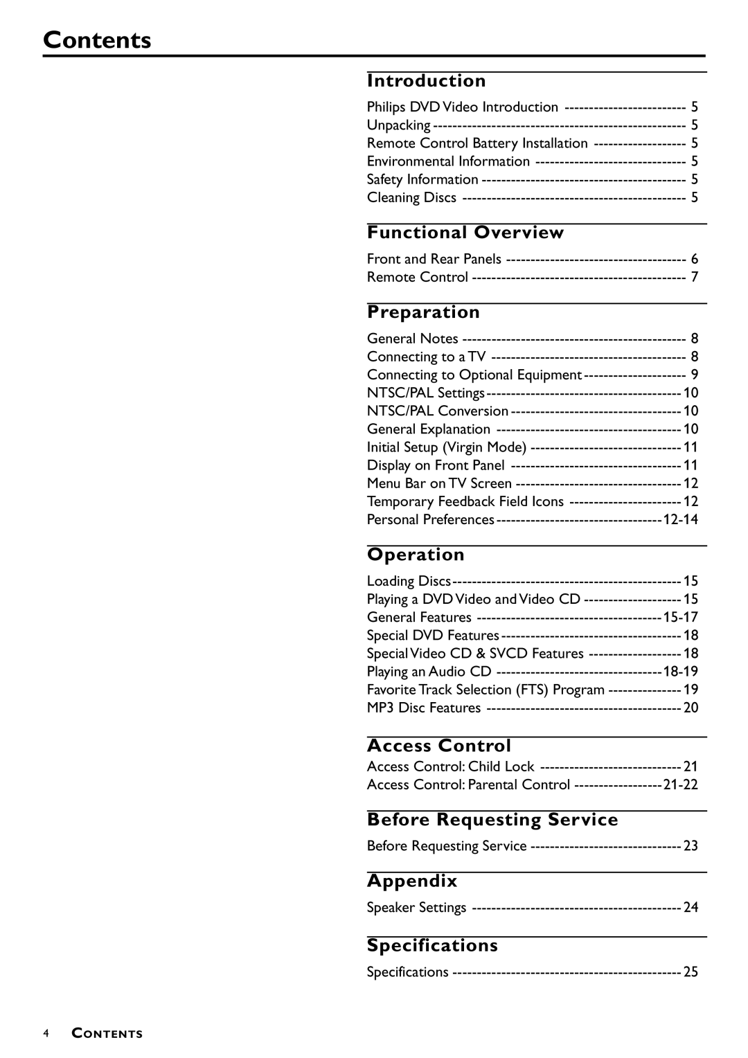 Philips DVDQ40/052 owner manual Contents 