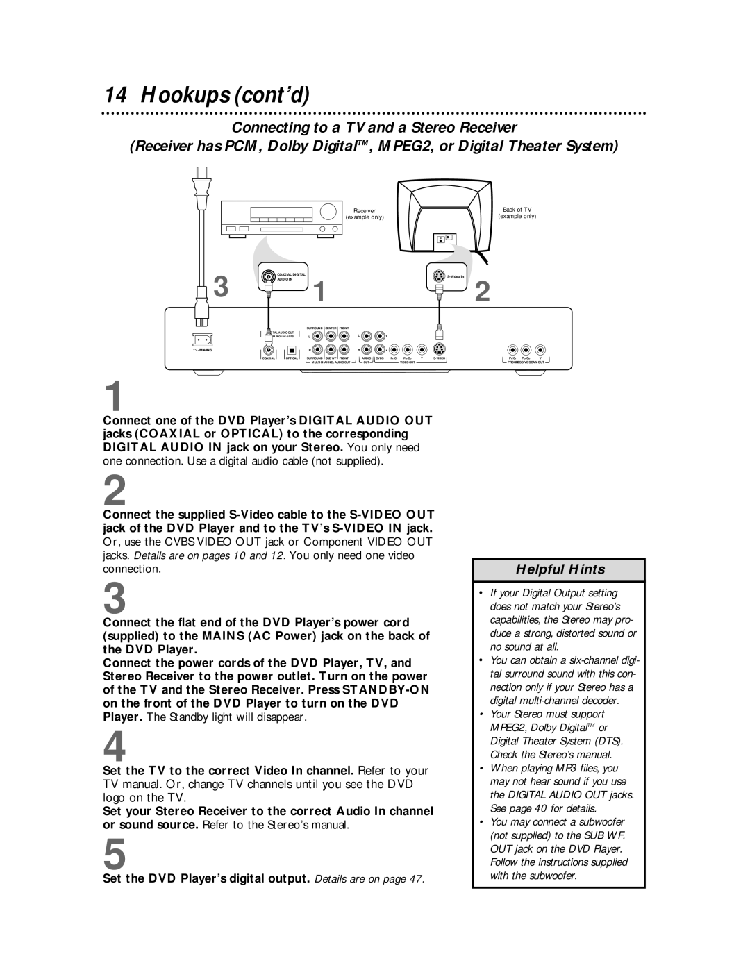 Philips DVDQ50 owner manual Receiver Back of TV Example only 