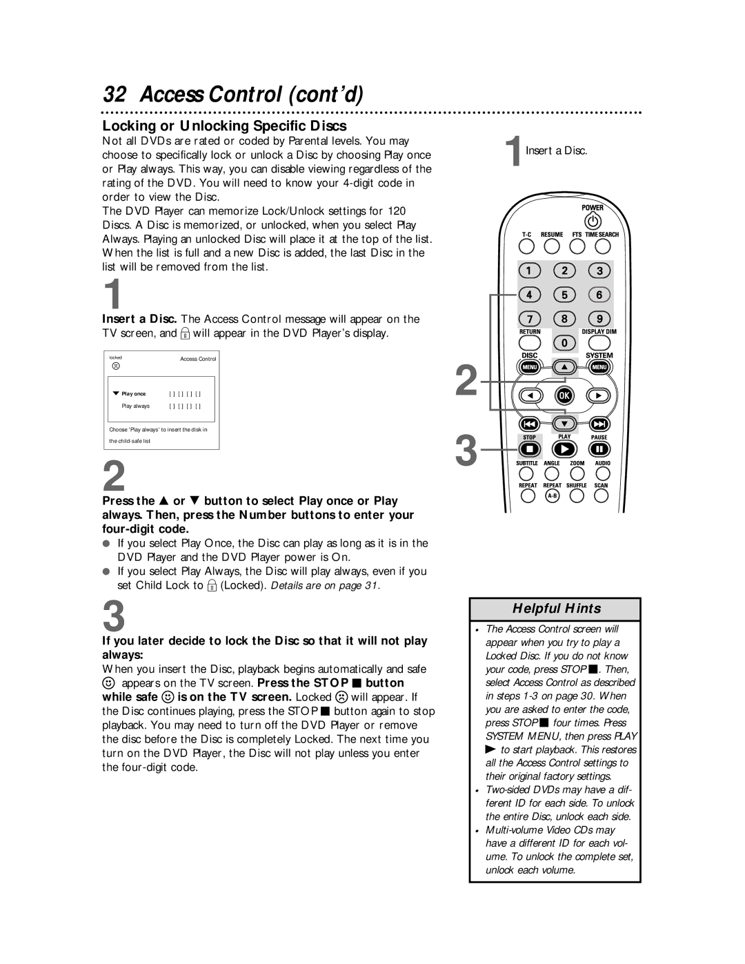 Philips DVDQ50 owner manual Locking or Unlocking Specific Discs 