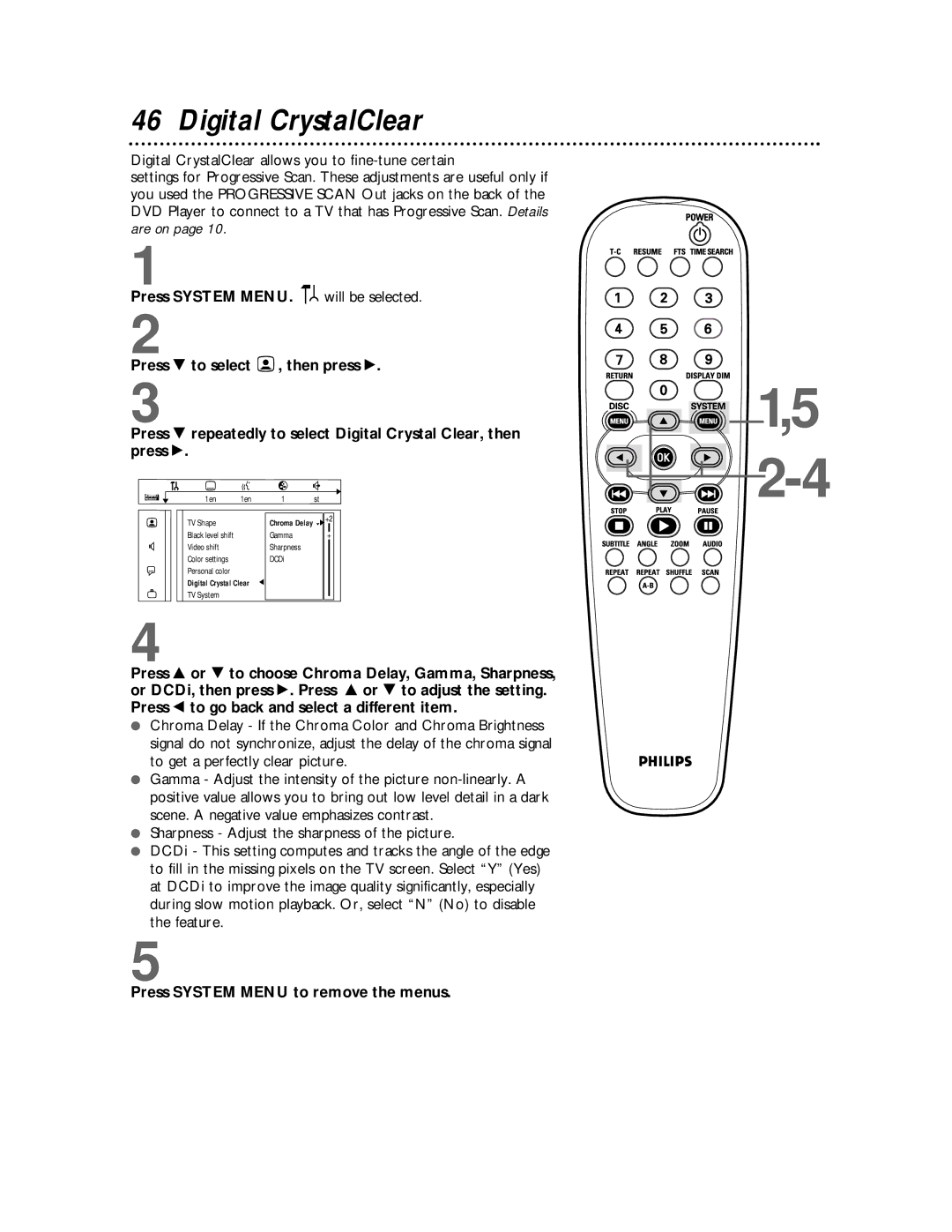 Philips DVDQ50 owner manual Digital CrystalClear 