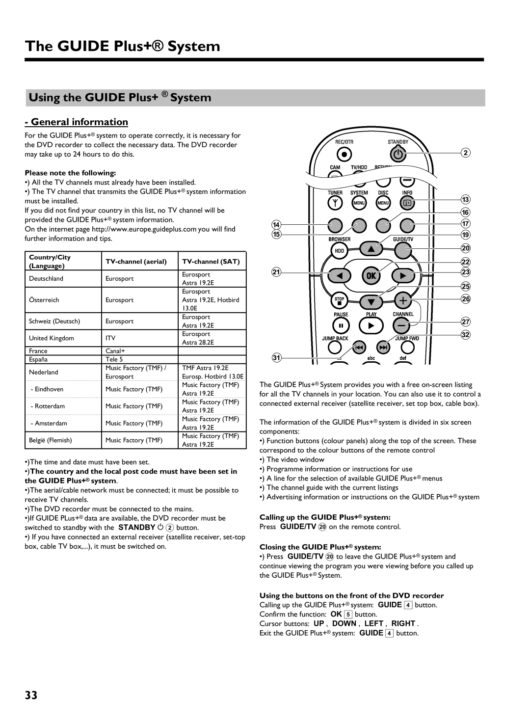 Philips DVDR 725H/05 manual Using the Guide Plus+ System, General information 