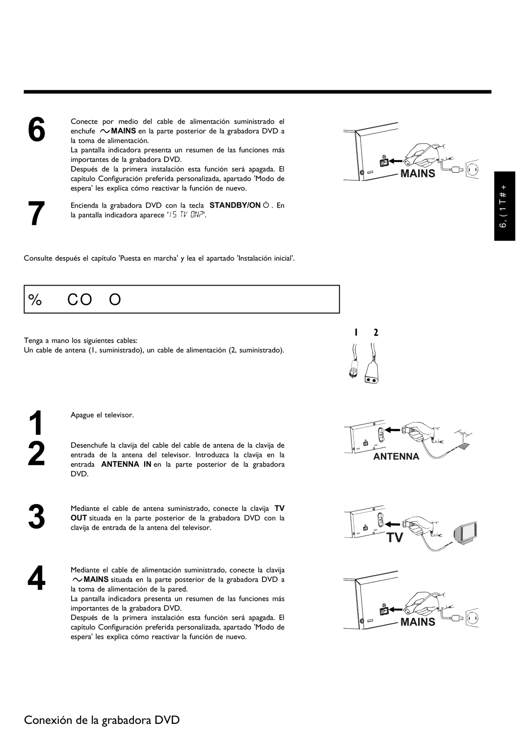 Philips DVDR 75 manual Conexión sólo con el cable de la antena, Clavija de entrada de la antena del televisor 