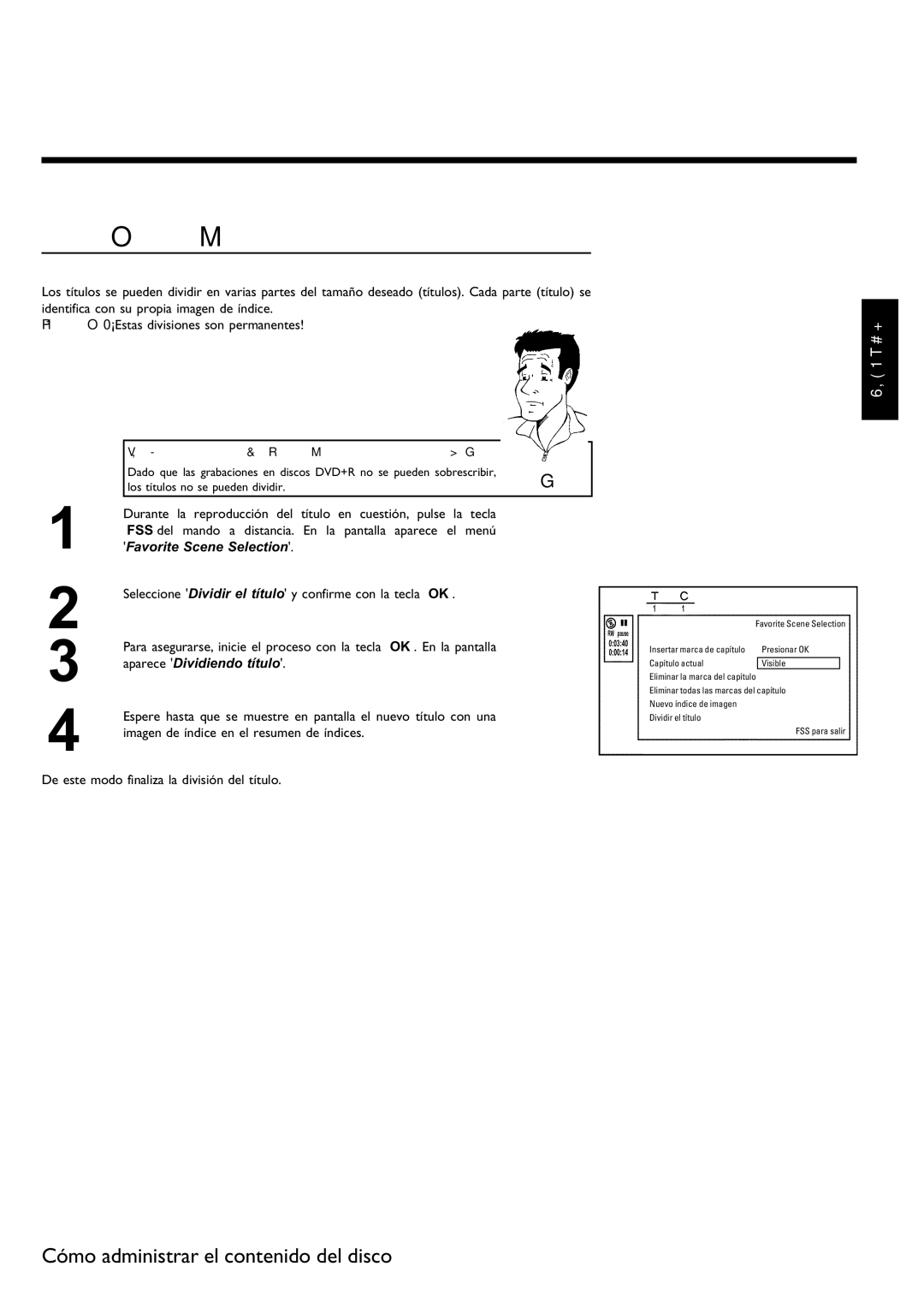 Philips DVDR 75 manual División de títulos, De este modo finaliza la división del título 