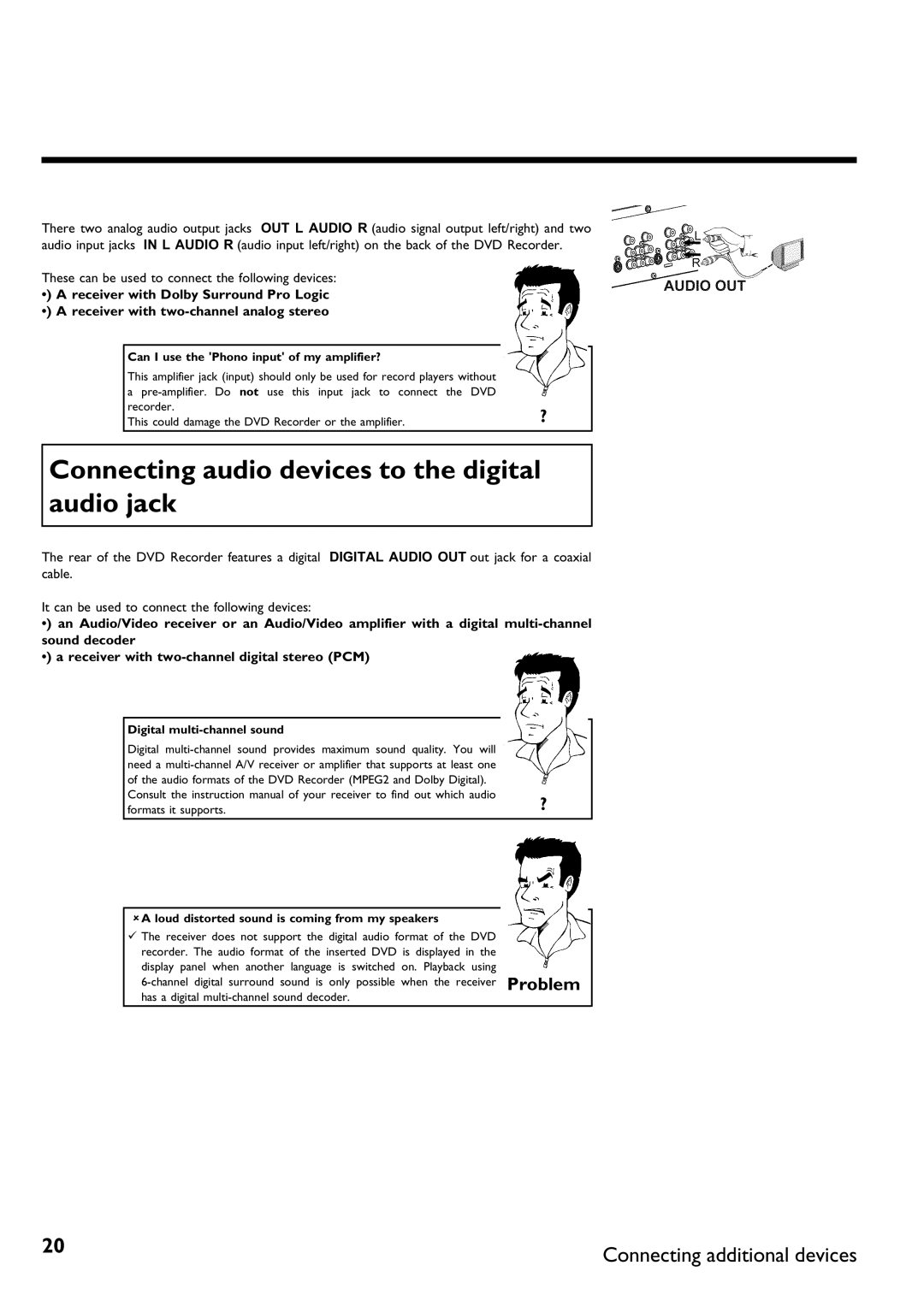 Philips DVDR 75 Connecting audio devices to the digital audio jack, These can be used to connect the following devices 