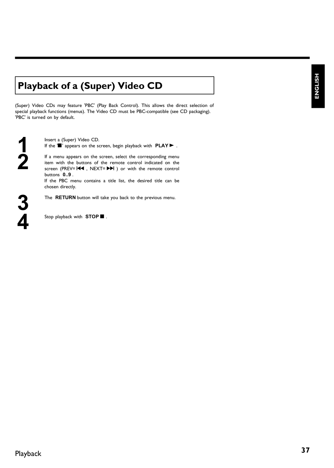 Philips DVDR 75 manual Playback of a Super Video CD 