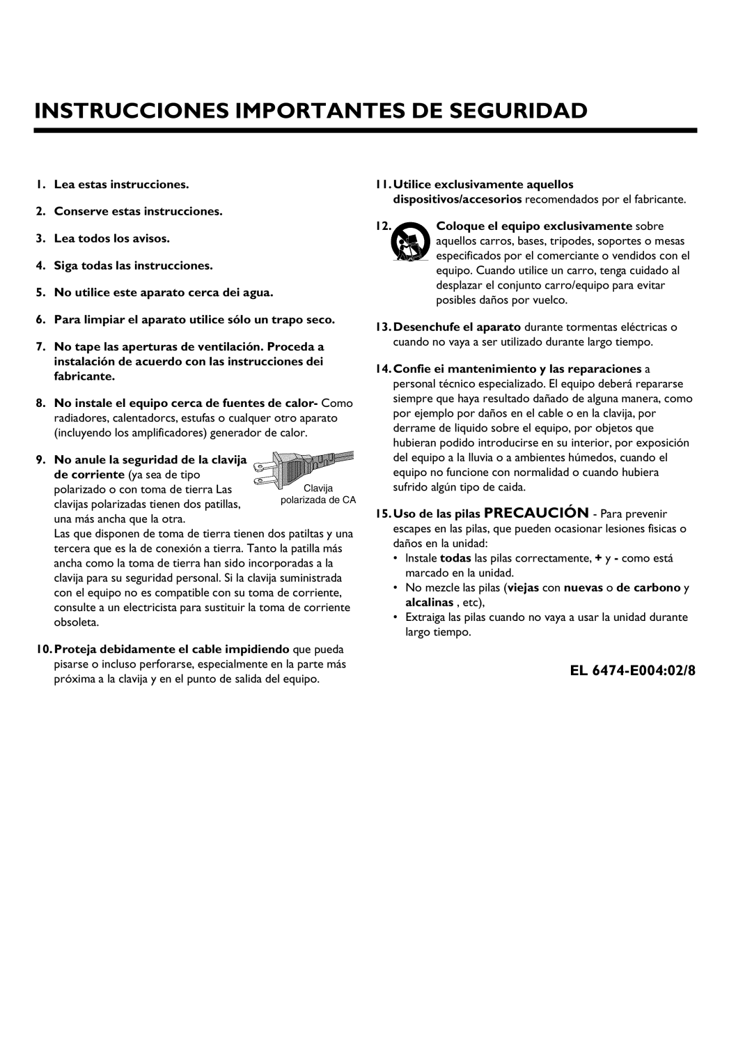 Philips DVDR 75 manual Instrucciones Importantes DE Seguridad 