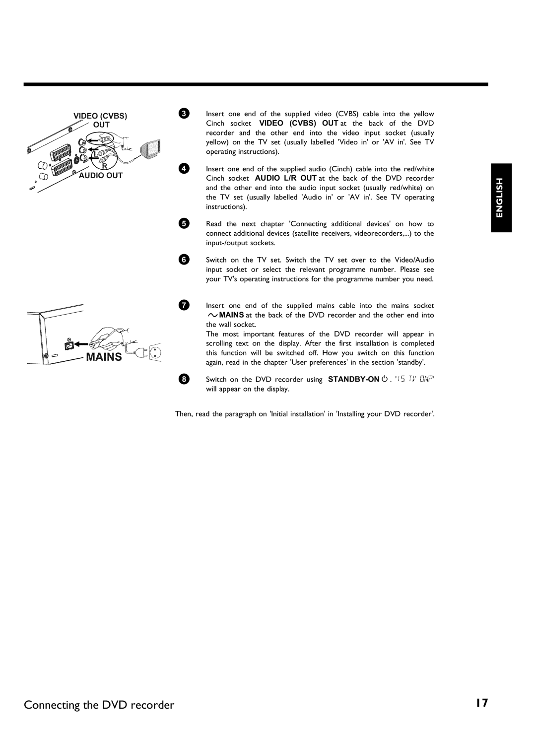 Philips DVDR 77/00, DVDR 77/02 manual Connecting the DVD recorder 