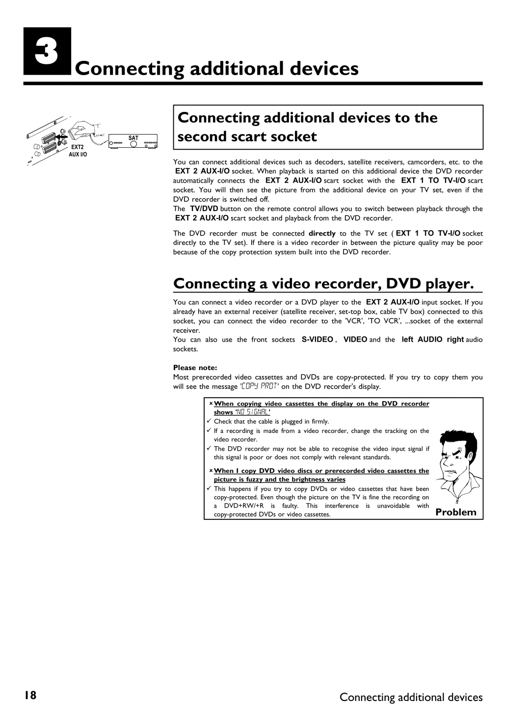 Philips DVDR 77/02 CConnecting additional devices, Connecting additional devices to the second scart socket, Please note 