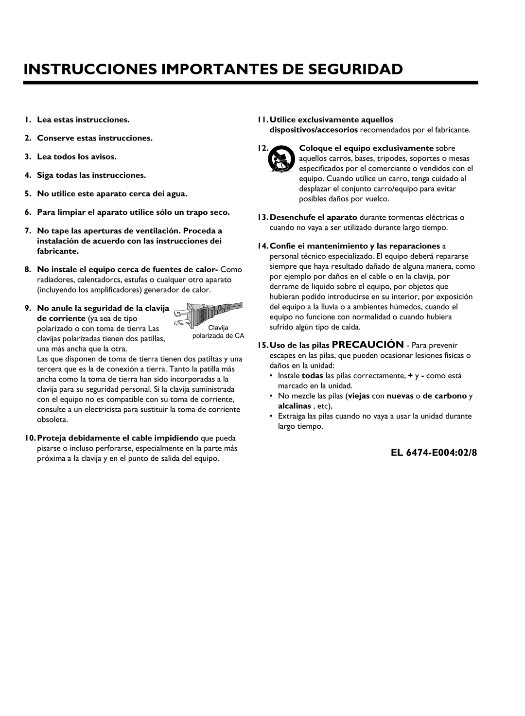 Philips DVDR 80 manual Instrucciones Importantes DE Seguridad 