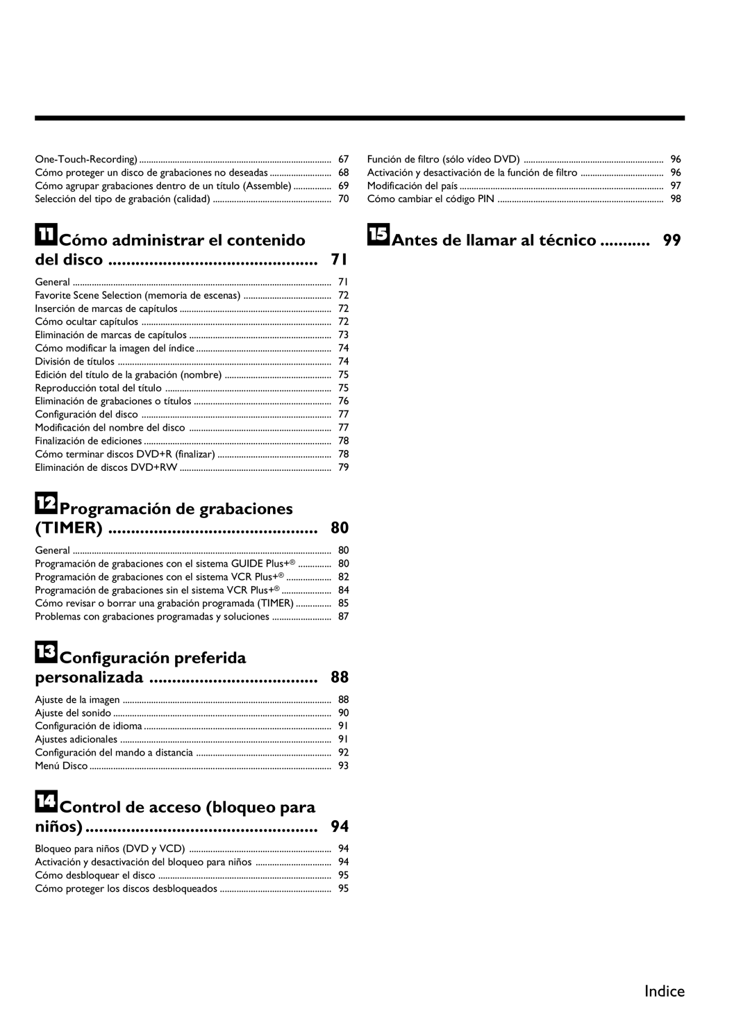 Philips DVDR 80 manual MConfiguración preferida Personalizada 