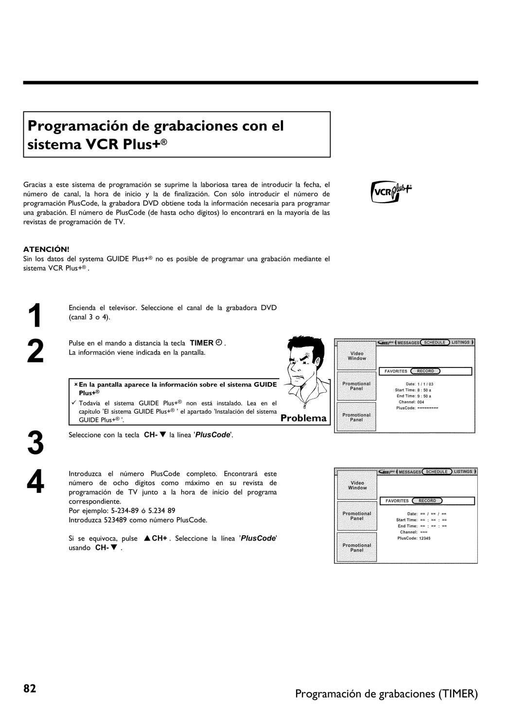 Philips DVDR 80 manual Programación de grabaciones con el sistema VCR Plus+ 